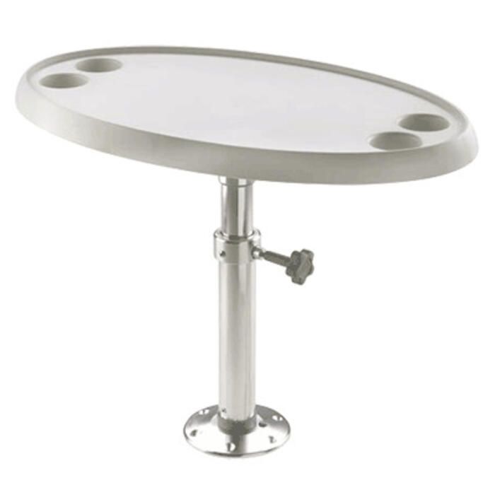 Image of : Vetus Oval Table 76 x 45 cm with Adjustable and Removable Pedestal and Base Plate Height 50 - 70 cm - PTT5070