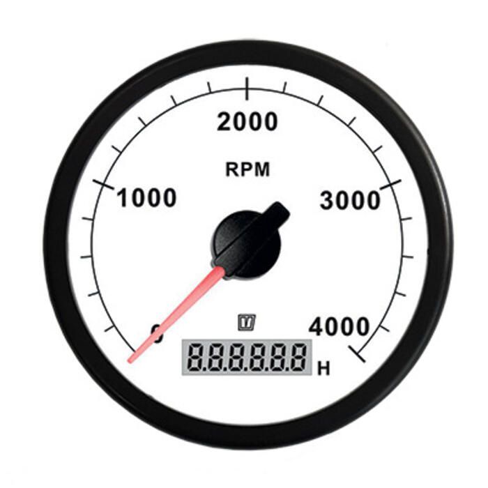 Image of : Vetus Revolution Counter/Hour Counter White 12/24V (0-5000 Rpm) Cut-Out Size 100 mm - TACHW5000